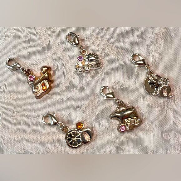 Silver Charms, small initial charms accented with rhinestones - Picture 1 of 2